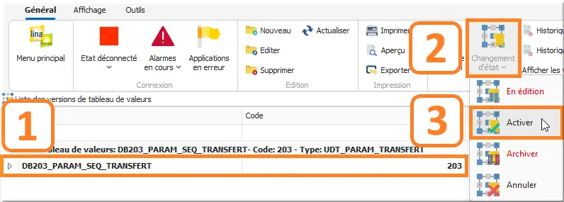 Changement état tableau de valeur
